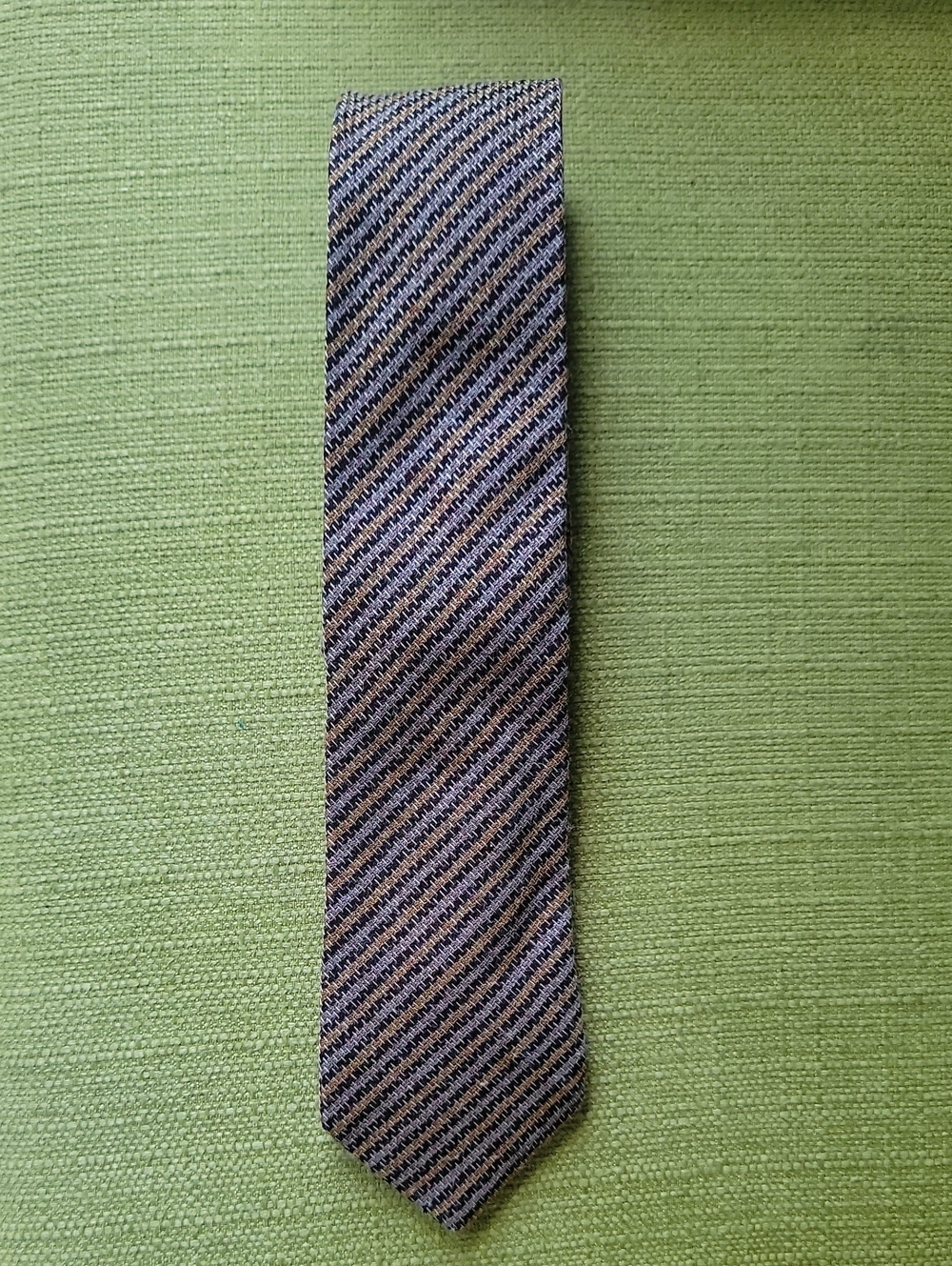 Moschino Brown and Blue Diagonal Stripe Wool Tie